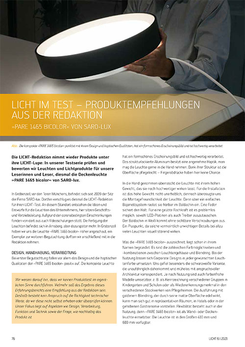 SARO-lux Leuchtenhersteller Download-Bereich - Licht im Test Bild